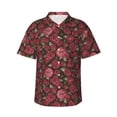 thumbnail image 1 of Gukieu Rose Flowers Print Men's Short-sleeved Shirts, Button-down Lapel Hawaiian Shirts, T-shirts, Beach Vacation Summer Casual Wear,3X-Large, 1 of 7