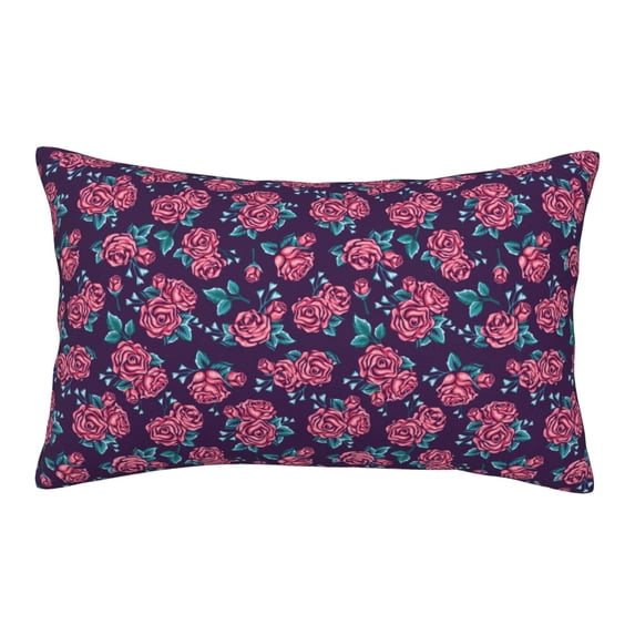 Gukieu Rose Flowers Print Plush Pillow Cover, Hidden Zipper Pillow Protector without Pillow Core, Suitable for Bedroom, Office, Car Decoration-20"x30"
