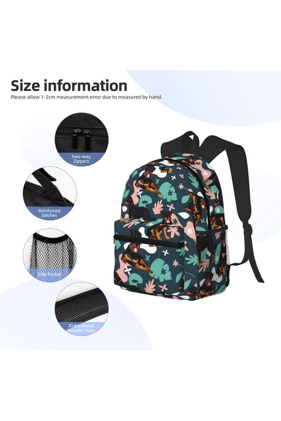 Rottweiler Print Backpack, Waterproof Backpack with Adjustable Shoulder Straps, Suitable for Campus, Business, Travel, Unisex