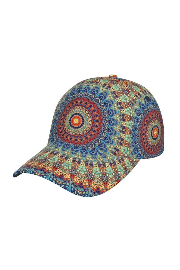 Round Mandala Prin Baseball Cap, Adjustable Sweat-wicking Daily,Travel, Sports Cap, Unisex