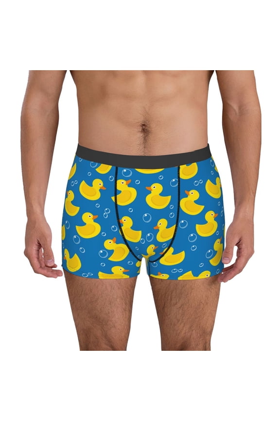 Rubber Duck Print Men's Boxer Briefs, High Elastic Moisture Wicking Boxer Briefs Underwear-Small