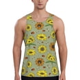 thumbnail image 1 of Gukieu Sage Green With Sunflowers Print Men's Quick Dry Fitness Vest, Round Neck Sleeveless Fitness Bodybuilding Top-X-Large, 1 of 7