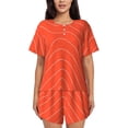 thumbnail image 1 of Gukieu Salmon Fish Meat Print Women's Short-sleeved Pajama Set, Round Neck Button Top Elastic Shorts 2-piece Set, Summer Home Leisure Clothing-XX-Large, 1 of 6