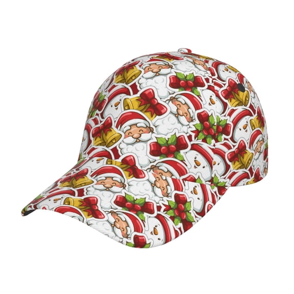 Gukieu Santa Claus bells Snowman Prin Baseball Cap, Adjustable Sweat-wicking Daily,Travel, Sports Cap, Unisex