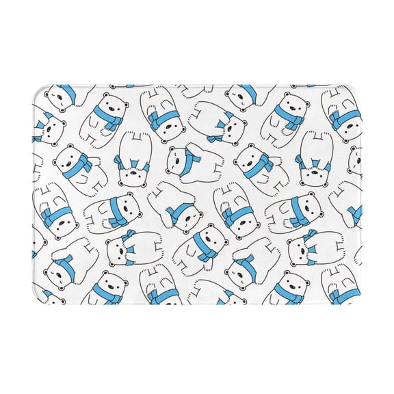 Gukieu Scarf Bear Print Dust-proof Floor Mats, Water-absorbent and Non-slip Flannel Door Mats 16x24in, Home Decoration Suitable for Kitchen, Bathroom, Garage