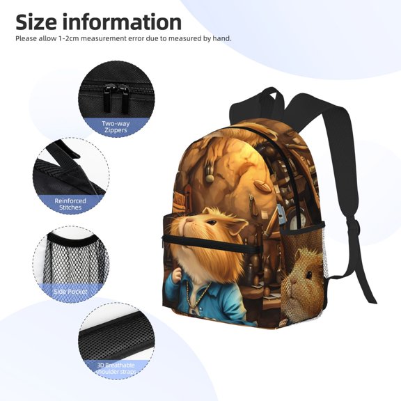 Gukieu Scientist Guinea Pig Print Backpack, Waterproof Backpack with Adjustable Shoulder Straps, Suitable for Campus, Business, Travel, Unisex