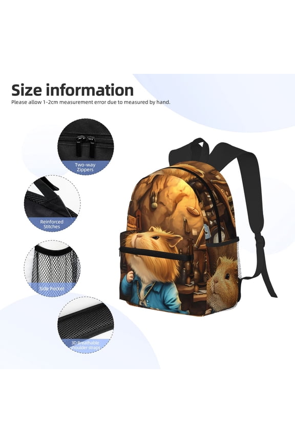 Scientist Guinea Pig Print Backpack, Waterproof Backpack with Adjustable Shoulder Straps, Suitable for Campus, Business, Travel, Unisex
