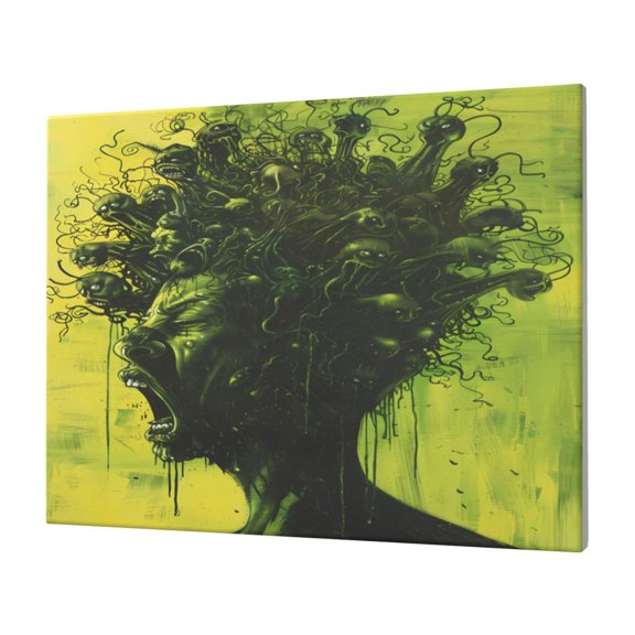 Gukieu Screaming Horror Art Print Horizontal Canvas Decorative Painting 12x16 Inch Shrinkage Resistant Frame Hanging Home Wall Art Decor