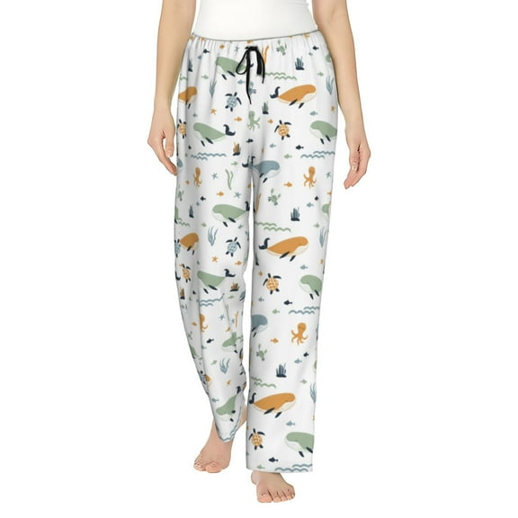 Gukieu Sea Creatures Print Women's Home Trousers, with Pockets and Drawstring Pajamas, Home Pajamas, Sleepwear-XX-Large