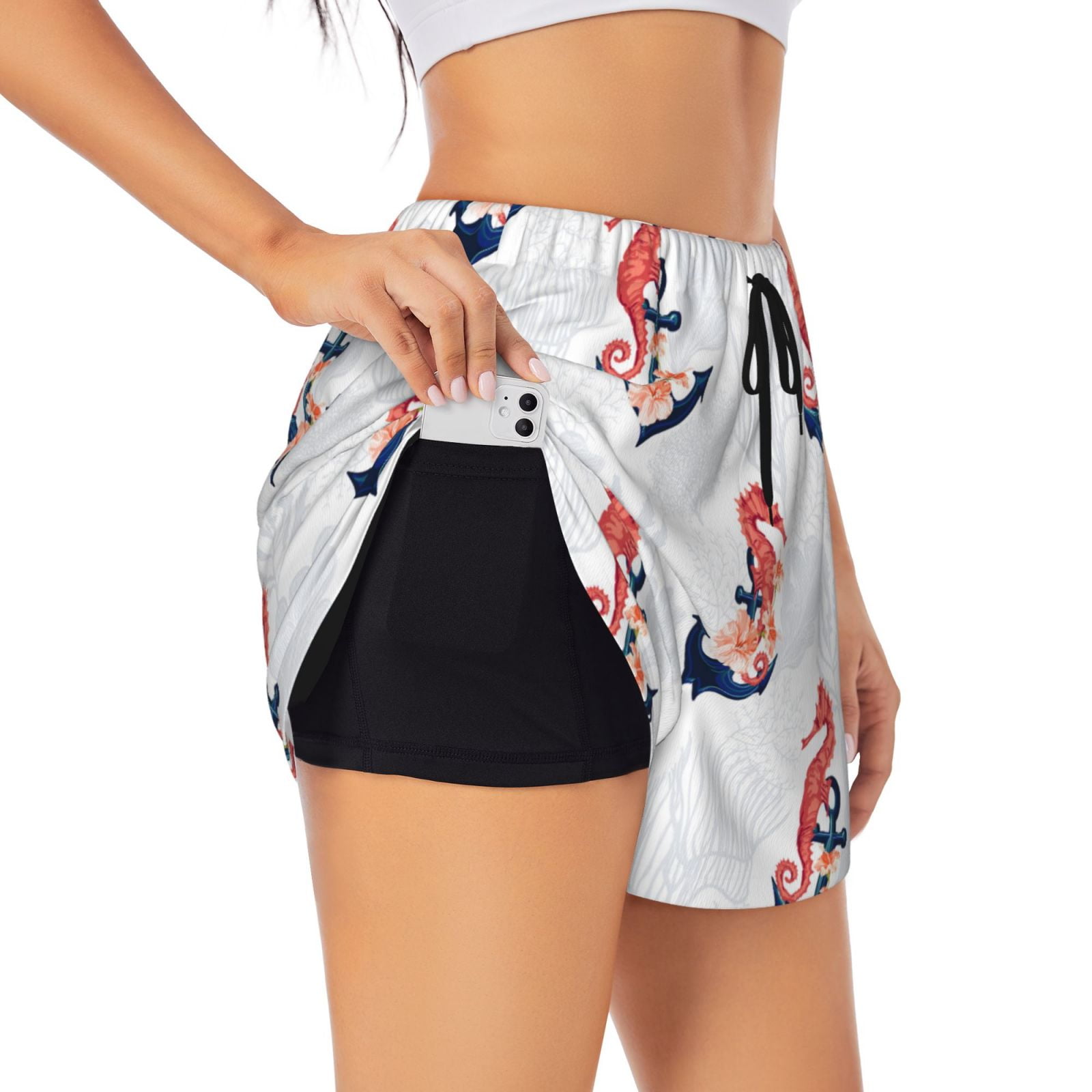 Seahorse Pattern Print Women's Shorts