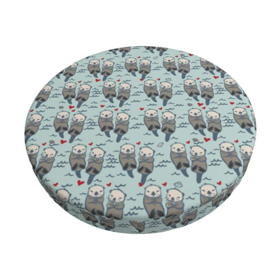 Gukieu Sea Otter Print Round Chair Cover, Dust-proof and Non-slip Bar Chair Protective Cover, Suitable for Bars, Restaurants, Offices-13 inch