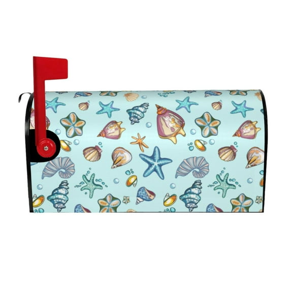 Gukieu Sea Shells 2 Print Magnetic Mailbox Cover, Sun-proof and Waterproof Home Yard Mailbox Cover-21x18 in