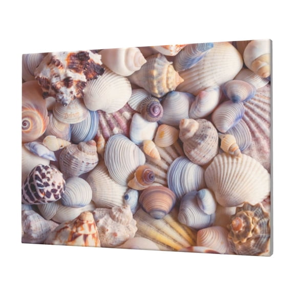 Gukieu Sea Shells Print Horizontal Canvas Decorative Painting 12x16 Inch Shrinkage Resistant Frame Hanging Home Wall Art Decor