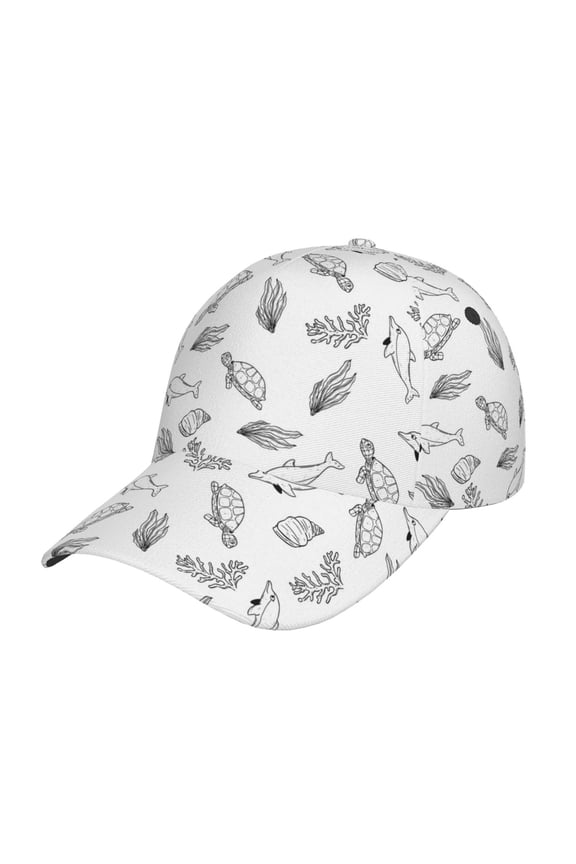 Sea Turtle Prin Baseball Cap, Adjustable Sweat-wicking Daily,Travel, Sports Cap, Unisex