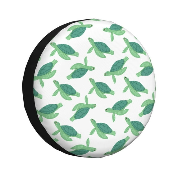 Gukieu Sea Turtle Print Car Tire Cover, Adjustable Waterproof and Dustproof Tire Protection Cover, Suitable for SUV, Truck, Van-14 inch