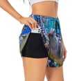 thumbnail image 1 of Gukieu Sea Turtle Swims Print Women's Sports Shorts with Drawstring Elastic Waistband for Running, Yoga, Fitness-Large, 1 of 7