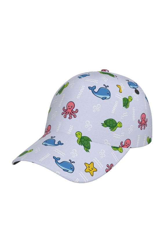 Sea Turtle Whale Prin Baseball Cap, Adjustable Sweat-wicking Daily,Travel, Sports Cap, Unisex
