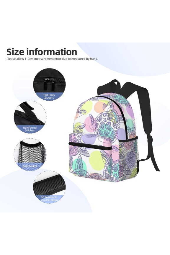 Sea Turtles Print Backpack, Waterproof Backpack with Adjustable Shoulder Straps, Suitable for Campus, Business, Travel, Unisex