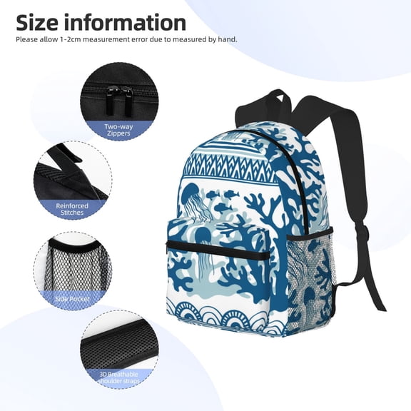 Gukieu Sea Underwater Jellyfish Print Backpack, Waterproof Backpack with Adjustable Shoulder Straps, Suitable for Campus, Business, Travel, Unisex