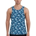 thumbnail image 1 of Gukieu Sea Water Wave Print Men's Quick Dry Fitness Vest, Round Neck Sleeveless Fitness Bodybuilding Top-Small, 1 of 7