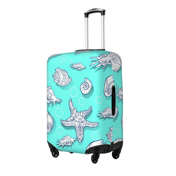 Gukieu Seashell And Starfish Print Suitcase Protective Cover, Elastic Zipper Buckle Suitcase Protective Cover, Suitable for Travel, Business Trip-X-Large
