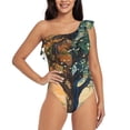 thumbnail image 1 of Gukieu Seasonal Tree Reflection Print One-shoulder Ruffled One-piece Swimsuit with Removable Chest Pads and Tummy-control Swimsuit for Women-XX-Large, 1 of 6