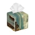 thumbnail image 1 of Gukieu Serene Coastal Blue Sky Print Leather Tissue Box, PVC Waterproof Velcro Opening and Closing Square Tissue Box Holder, Suitable for Home and Office Decoration, 1 of 7