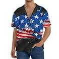 thumbnail image 1 of Gukieu Shark With USA Flag Print Men's Short-sleeved Shirts, Button-down Pocket Shirts, T-shirts, Beach Vacation Travel Summer Clothing-Small, 1 of 5