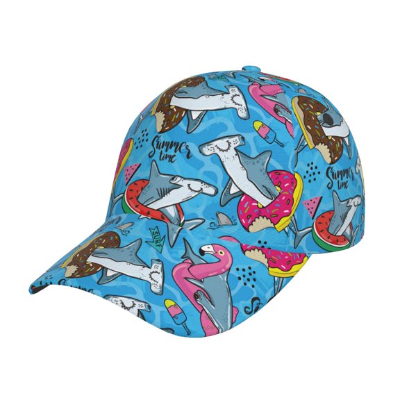 Gukieu Sharks Summer Prin Baseball Cap, Adjustable Sweat-wicking Daily,Travel, Sports Cap, Unisex