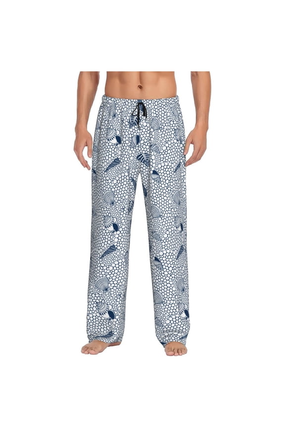 Shells And Sand Print Men's Home Trousers, Elastic Drawstring Home Pajamas Clothing Suitable for Adult Men-3X-Large
