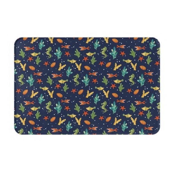 Gukieu Shells and Seaweed Print Dust-proof Floor Mats, Water-absorbent and Non-slip Flannel Door Mats 16x24in, Home Decoration Suitable for Kitchen, Bathroom, Garage