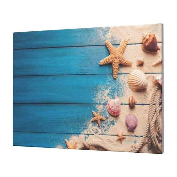 Gukieu Shells and Starfish Print Horizontal Canvas Decorative Painting 12x16 Inch Shrinkage Resistant Frame Hanging Home Wall Art Decor