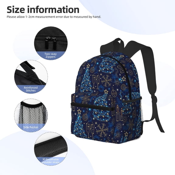 Gukieu Shining Christmas Tree Print Backpack, Waterproof Backpack with Adjustable Shoulder Straps, Suitable for Campus, Business, Travel, Unisex