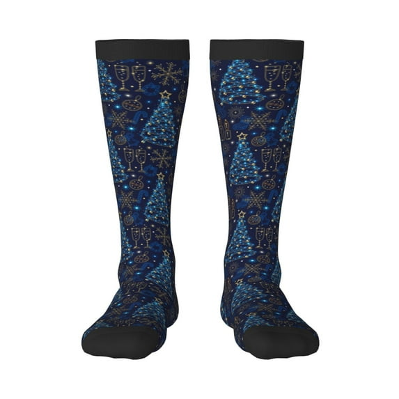 Gukieu Shining Christmas Tree Print Contrast Color Stockings, Elastic Sports Socks Warm Socks Clothing Accessories, Adult Unisex