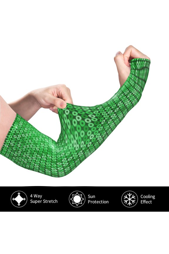 Shiny round green sequins for Adult Ice Silk Sun Protection Arm Sleeves, Moisture Wicking, UV Protection Outdoor Sports Arm Sleeves, Unisex