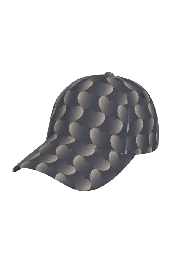 Silver Glitter Hearts Prin Baseball Cap, Adjustable Sweat-wicking Daily,Travel, Sports Cap, Unisex