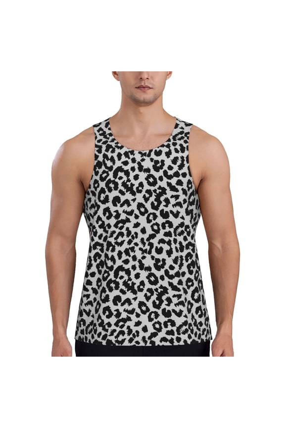 Similar To Leopard Print Print Men's Quick Dry Fitness Vest, Round Neck Sleeveless Fitness Bodybuilding Top-