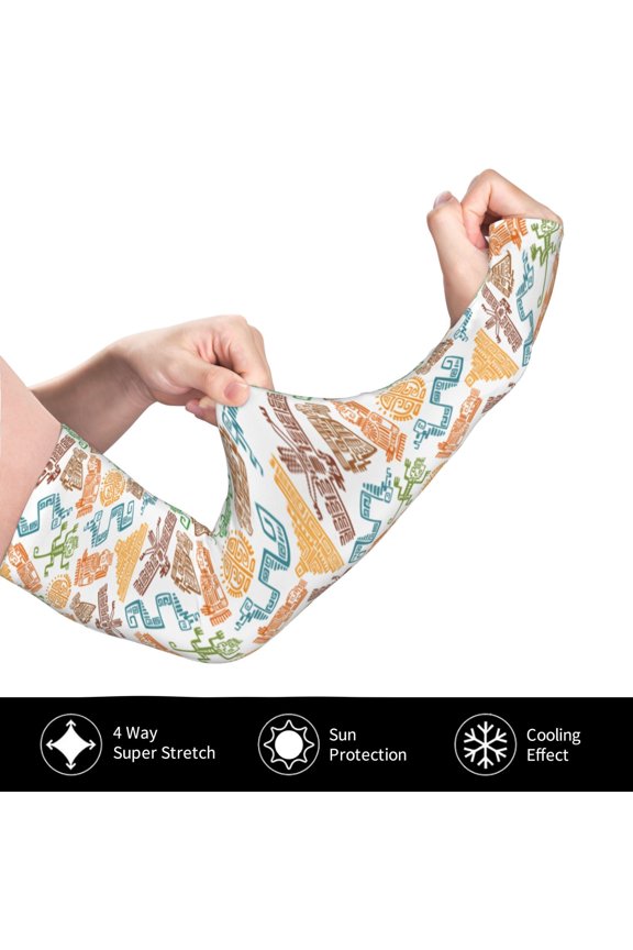 Simple Drawing for Adult Ice Silk Sun Protection Arm Sleeves, Moisture Wicking, UV Protection Outdoor Sports Arm Sleeves, Unisex