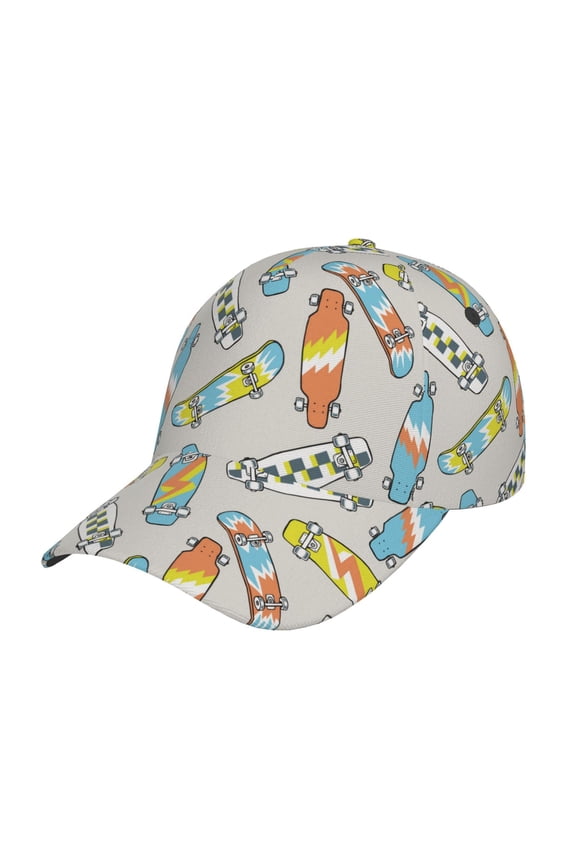 Skateboard Prin Baseball Cap, Adjustable Sweat-wicking Daily,Travel, Sports Cap, Unisex