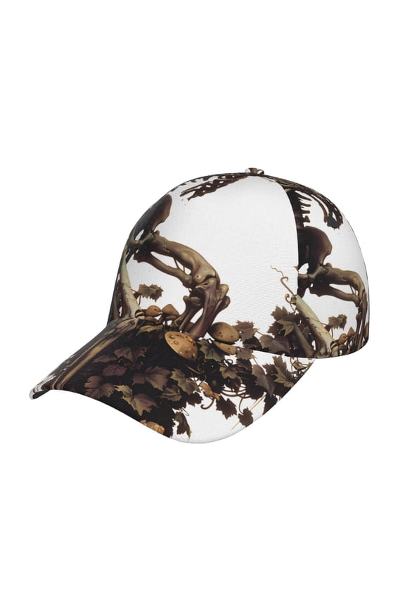 Skeleton Dance with Mushrooms Prin Baseball Cap, Adjustable Sweat-wicking Daily,Travel, Sports Cap, Unisex