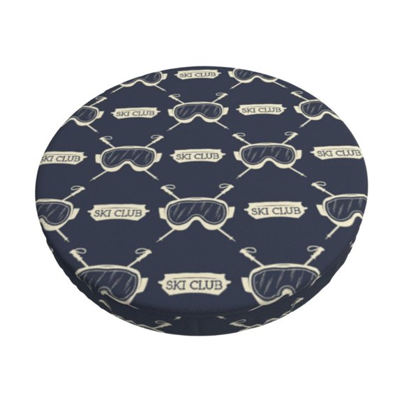 Gukieu Ski Goggles Vintage Print Print Round Chair Cover, Dust-proof and Non-slip Bar Chair Protective Cover, Suitable for Bars, Restaurants, Offices-13 inch
