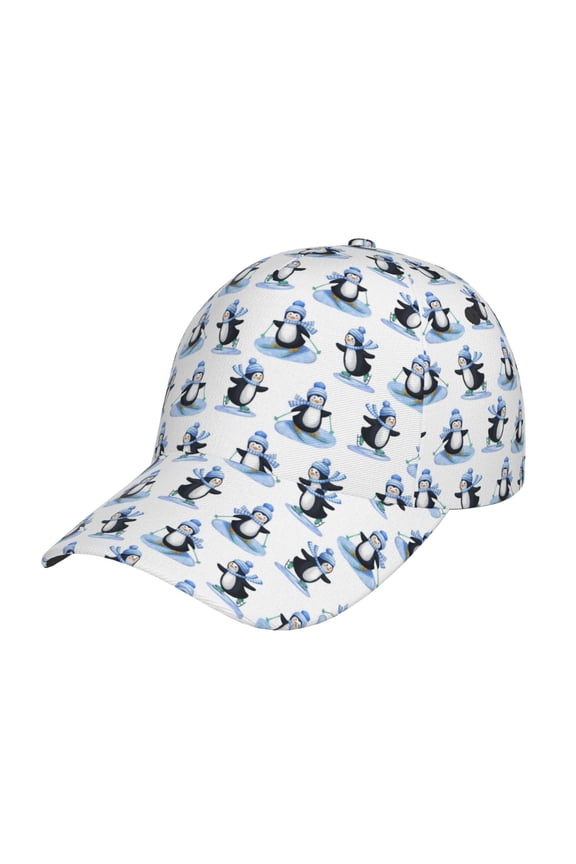 Skiing Penguin Funny Prin Baseball Cap, Adjustable Sweat-wicking Daily,Travel, Sports Cap, Unisex