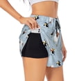 thumbnail image 1 of Gukieu Skiing penguin Bear Print Women's Sports Shorts with Drawstring Elastic Waistband for Running, Yoga, Fitness-Medium, 1 of 7