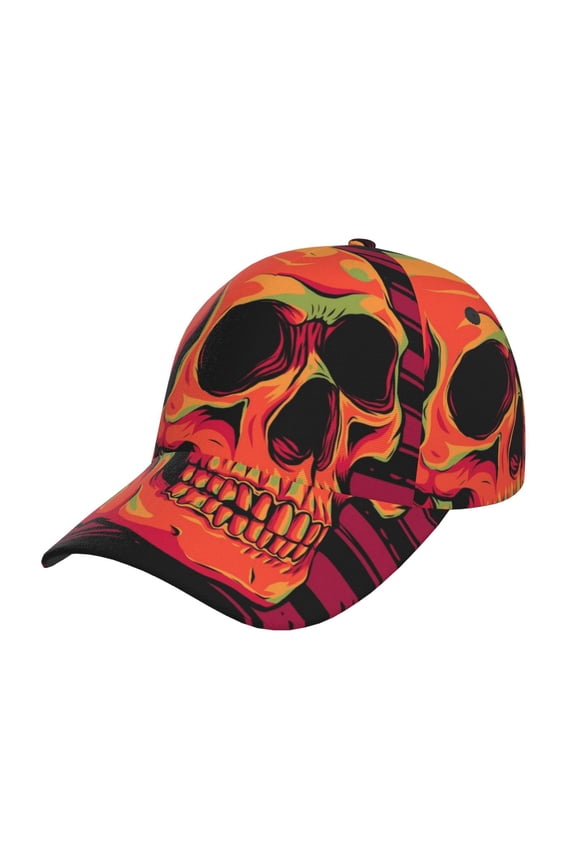 Skull And Flag Usa Prin Baseball Cap, Adjustable Sweat-wicking Daily,Travel, Sports Cap, Unisex