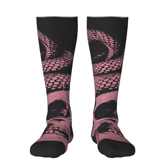 Gukieu Skull and Snake Art Print Contrast Color Stockings, Elastic Sports Socks Warm Socks Clothing Accessories, Adult Unisex