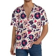 thumbnail image 1 of Gukieu Skull lips record Guitar Print Men's Short-sleeved Shirts, Button-down Pocket Shirts, T-shirts, Beach Vacation Travel Summer Clothing-Medium, 1 of 5