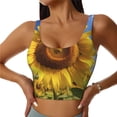 thumbnail image 1 of Gukieu Sky Golden Sunflower Field A Print Women's Sports Vest, Low-neck U-shaped Removable Pad Sports Bra for Yoga, Exercise, Dance-XX-Large, 1 of 8