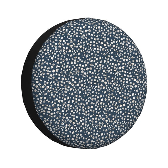 Gukieu Small White Flowers Print Car Tire Cover, Adjustable Waterproof and Dustproof Tire Protection Cover, Suitable for SUV, Truck, Van-14 inch