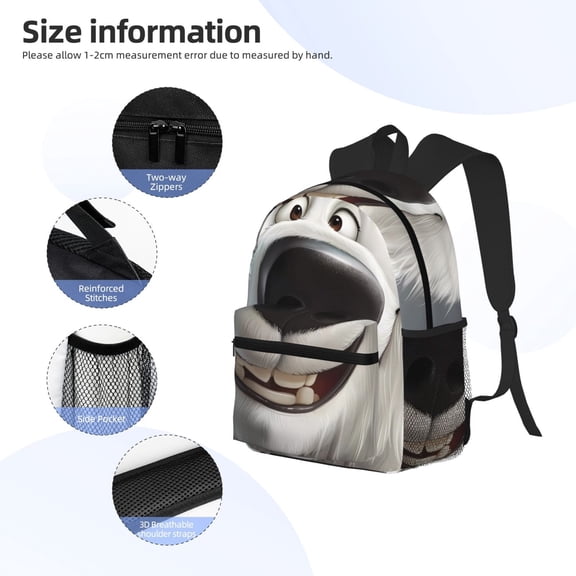 Gukieu Smiling Polar Bear Print Backpack, Waterproof Backpack with Adjustable Shoulder Straps, Suitable for Campus, Business, Travel, Unisex
