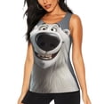 thumbnail image 1 of Gukieu Smiling Polar Bear Print Women's Quick-drying Fitness Vest, Round Neck Sleeveless Fitness T-shirt, Suitable for Yoga, Sports-X-Large, 1 of 7